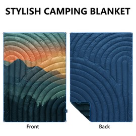 hotkoko Camping Blanket,Lightweight Down Alternative Puffy Printed Camping Blanket Packable Outdoor Blanket for Camping,Traveling, Stadium, Hiking, Picnics