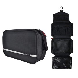 Hanging Toiletry Bag Waterproof, Jiemei Travel Wash Bag for Men & Women with 4 Compartments, Foldable Compact Size, Super Durable Fabric