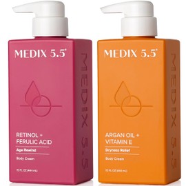 Medix 5.5- Loción corporal con retinol + crema con aceite de argán, set de 2 piezas para el cuidado de la piel, humectante para el cuerpo y el rostro 