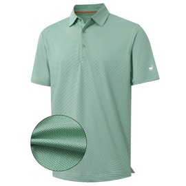 Golf Shirts for Men Dry Fit Short Sleeve Moisture Wicking Performance Jacquard Texture Collared Polo Shirts for Men Emerald