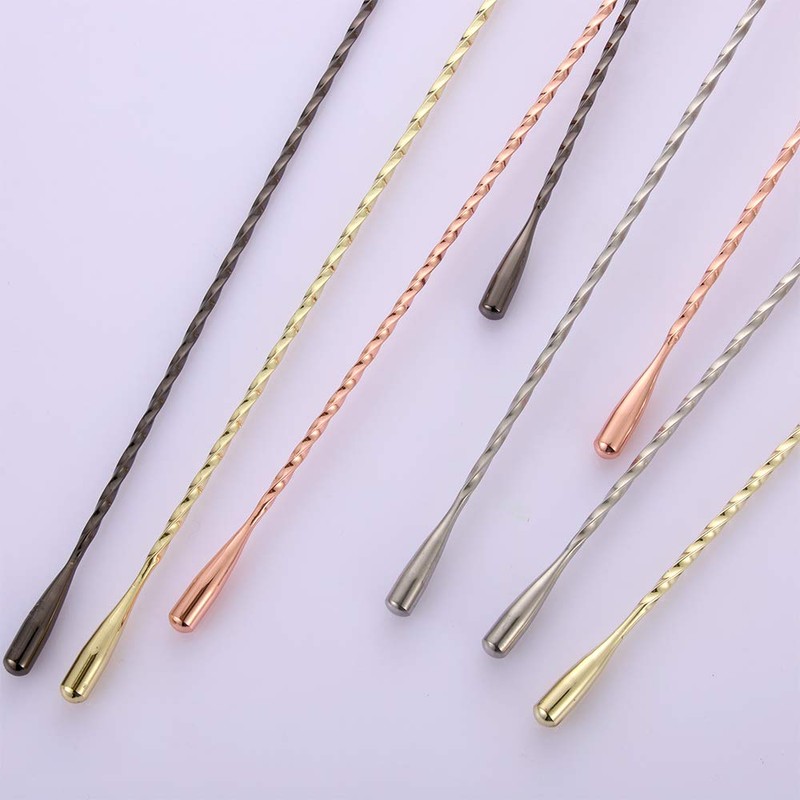 Long Handle Spiral Bar Spoon Stainless Steel Bartender Mixing Spoon