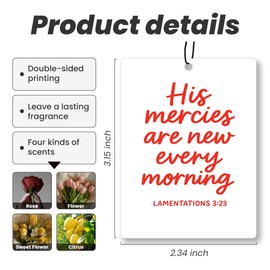 Coquette Pink Cute Christian Car Air Freshener 4 Pcs - Girly Pink Bow Religious Hanging Air Freshener 4 Pcs for Cars Closet Drawer Books, Cute Christian Accessories Mirror Gifts for Women Girls