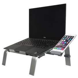 Kit Premium Solid Aluminium Laptop/Notebook Desk Holder with Legs Compatible with Macbook Air, Macbook Pro and other Laptops from 11" to 15"- Silver