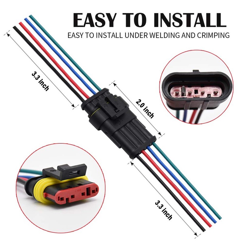 4 Pin Connector Waterproof Connector, Male and Female Way 16