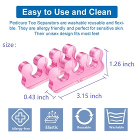 ZaxSota Pedicure Toe Separators for Bunion & Nail Polish Orthopedic Gel Toenail Dividers, Soft Gel Pedicure Kit Suitable for Salon Supplies, Beauty Tools for Toenail Separation
