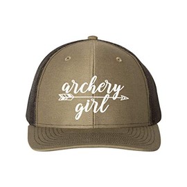 Archery Girl Hat/Adjustable Snapback/Bow Hunting Apparel/White Text (Loden/Black)