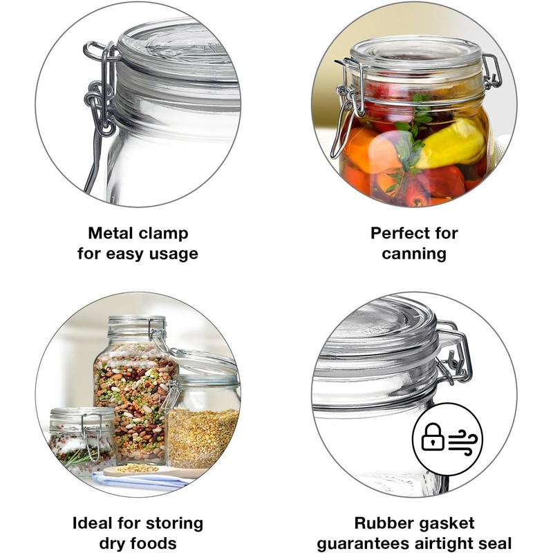 Bormioli Rocco Fido Wide Mouth Squared Glass Jar with Airtight