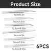 6 Piece Tweezers Pointed Stainless Steel Tweezers Set 14/16 cm
