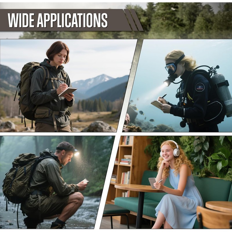 GLORYFIRE Waterproof Notebook Tactical All-Weather Spiral Memo Paper Notepad with