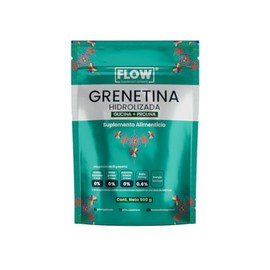 Flow Supplements | Grenetina Hidrolizada 500g - Grenetina Sin Sabor - Glicina + Prolina - Colágeno Hidrolizado con Vitamina C y D - Sin Azúcar y Sin G