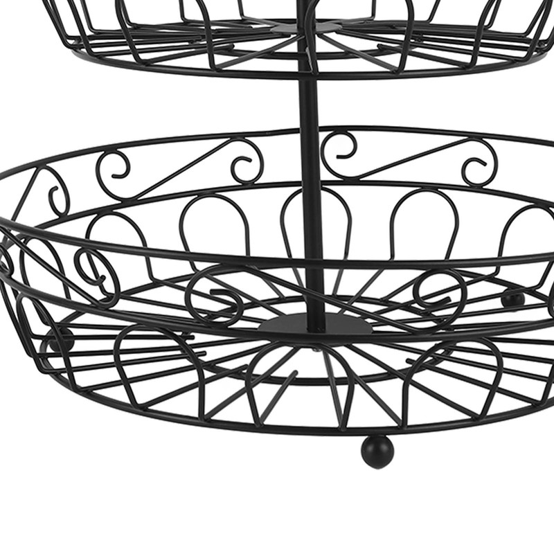 Fruit Basket Black Iron European Style Double Layer Fruit Storage