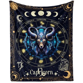 Homieblanket Capricorn Zodiac Blanket for Women Men, Secret Astrology Themed Design Printed Throw Blankets for Teens Adults Lap, Couch Bed, Warm Soft Cozy Blanket, 60"x 80"