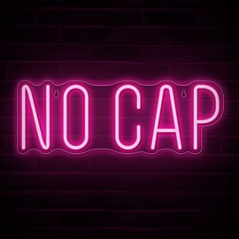 Lumoonosity No Cap Neon Signs - Meme Led Neon Lights for Gamers, Streamers - Premium Acrylic Led Signs for Wall, Bedroom, Game Zone, Man Cave, Game Room Decor - 16.5 x 5.9-inch