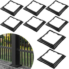 Thyle 6 x 6 Inch Vinyl Post Skirt Adjustable Black Post Base Cover Vinyl Fences Post Trim Column Sleeve for 3 to 6.5 Inch Porch Fence Deck(8 Pcs)
