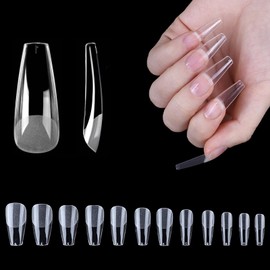 120 Pcs Half Matte Almond Fake Nail Tips,Shape Soft Gel Nail Tips Clear Full Cover Medium False Nails 10 Sizes Acrylic Almond Nails Kit For Nail Extension Art, Home DIY Nail Salon
