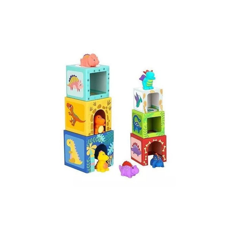 Tooky Toy Juego De Bloques Apilables Dinosaurios 12 Pz Nesting