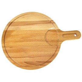 EFO Premium Wooden Pizza Paddle Professional Pizza Peel – Round Cutting Board - Pizza Spatula for Oven or Grill, Ideal for Baking Homemade Pizza Bread - Serving Board Wood Dia. 30Cm | 12"