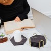 Warmroom Absorbent Hexagon Black Marble Coasters for Drink with Gold