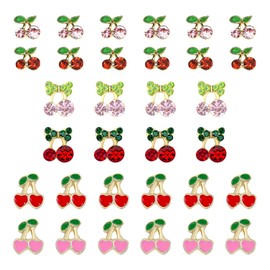 qiipii qiipii 32Pcs 3 Styles 3D Cherry Nail Charms Red Pink Cherries Nail Art Rhinestones Shiny Gems Studs Cute Fruit Diamonds Crystals Luxury Jewelry Supplies for Nails Face Makeup Crafts Phones Scrapbook