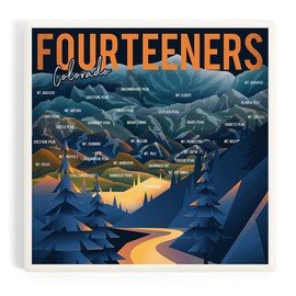 Lantern Press Colorado, Fourteeners, Mountain Range and Names (Absorbent Ceramic Coaster, Single, Cork Back, Kitchen Table Decor)