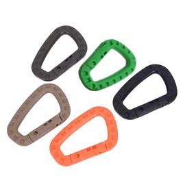 Wolike 5 Pcs Tactical Carabiner Clip D Shape High Strength Plastic Hook Keychain for Backpack/Keychain Outdoor Climbing Accessories