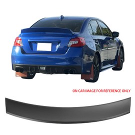 IKON MOTORSPORTS, Trunk Spoiler Compatible with 2015-2021 Subaru WRX STI & WRX & 2012-2016 Subaru Impreza Sedan Only, Duckbill Style Matte Black ABS Plastic Rear Trunk Lid Spoiler Wing Lip