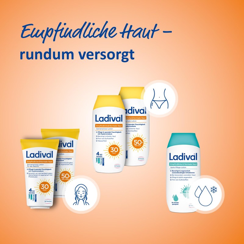 Ladvial Empfindliche und Normale Haut Sonnenschutz-Lotion LSF 50+ für den