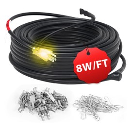 HEATIT 125ft Roof and Gutters Heating Cable with 10ft Lighted Plug Heavy-Duty Heat Tape,120V 8W/ft