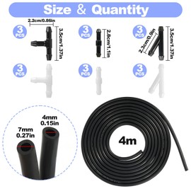 TAIHOBO 4 m Windscreen Washer Hose Black, Wiper Hose Repair Kit, Automotive Hose, Universal Hose for Windscreen Washer System with 18 Hose Connectors (3 Types, 2 Colours)
