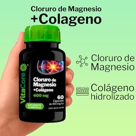 Cloruro de Magnesio  Colgeno 400 mg  60 Cpsulas  Suplemento Alimenticio  Antiestrs, Sueo y Relajacin Muscular                                         