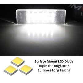 iJDMTOY Xenon White 18-SMD 3W Full LED License Plate Light Kit Compatible With Infiniti Q50, Nissan Juke Versa X-Trail Rogue Sport