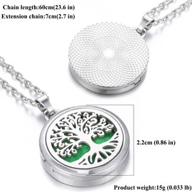 Aromatherapy Essential Oil Diffuser Necklace Tree of Life Pattern Stainless Steel Locket Pendant Gift for Women and Girls XM002-10