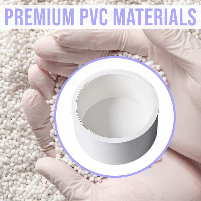 PVC Sch 40 End Cap SOC Solvent Weld, White, 1/2",