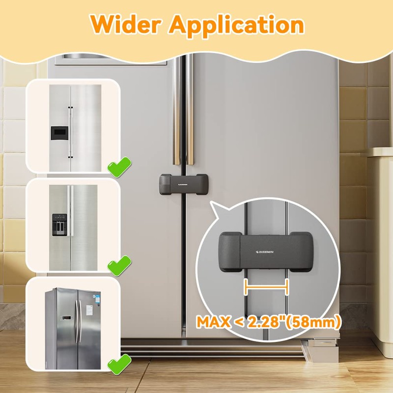 EUDEMON Updated French Fridge Lock French Door Refrigerator/Freezer Lock Apply