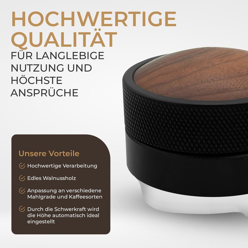 WERKSTOLZ Espresso Distributor 58mm | Höhenverstellbar | Leveler Tool für