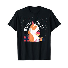 Guinea Pig 12th Birthday Party Wheek 12 Year Old Funny T-Shirt