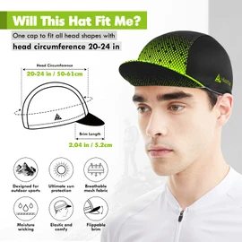 Hikenture Cycling Cap,Cooling Skull Cap Bike Hat with Sun Visor, Summer Breathable Helmet Liner Biking Cap for Men Women