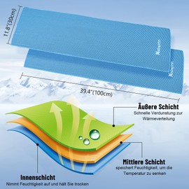 NACHLYNN Cooling Towel Set of 2, 100 x 30 cm Microfibre Cooling Towel for Fitness, Sports, Travel, Yoga - Ice Cold Cooling