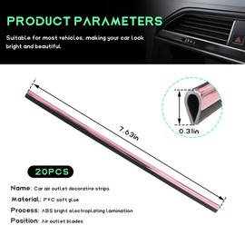 JUSTTOP 20 PCS Car Air Conditioner Decoration Strip, Bendable Car Interior Moulding Trim Strip Line, Waterproof DIY Trim Strips for Most Car Air Vent Outlet, Car Accessories (Shiny Pink)
