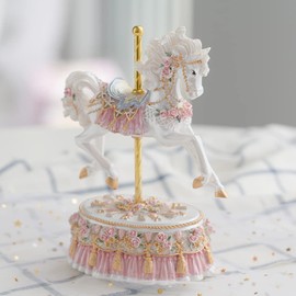 LOVE FOR YOU Gift Wrapped Music Box Carousel Horse European Style Musical Decoration for Girls and Women Baby Kids Sister Daughter Mom Grandma Christmas Birthday Presents Twinkle Twinkle Little Star