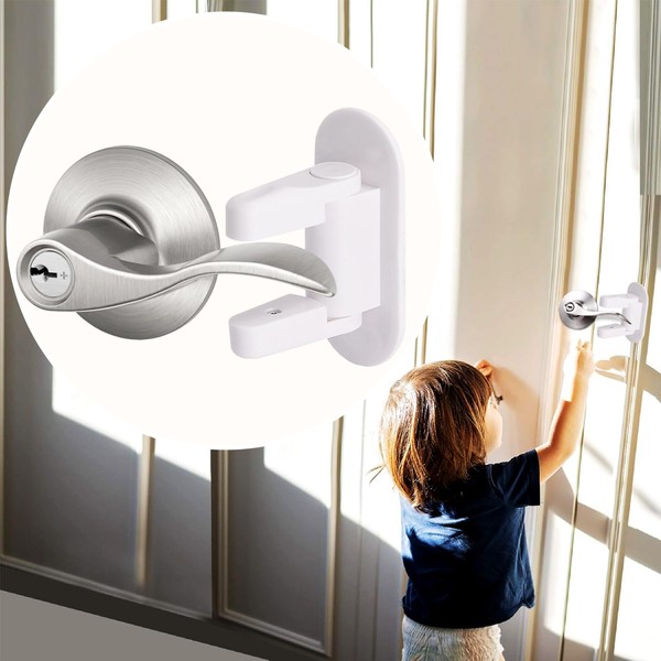 Matenf Childproof Door Lever Lock (2 Pack) Prevents Toddlers Pets
