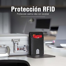 Cartera para Hombre con Monedero – Minimalista de Fibra de Carbono, Pequeña y Moderna para Caballero (Carbón)