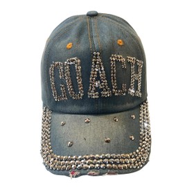 Popfizzy Bling Coach Hat with Rhinestones for Women, Best Cheer Coach Hat, Soccer Coach, Baseball Coach, Sports Coach Gifts