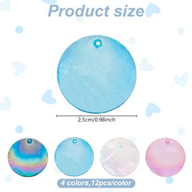 HOBBIESAY 4 Colors 48Pcs Shell Flat Round Charms Bulk 24-25mm Colorful Capiz Shell Charms Seashell Ocean Pendants for DIY Bracelets Earring Necklace Jewelry Making,Hole:1-1.5mm