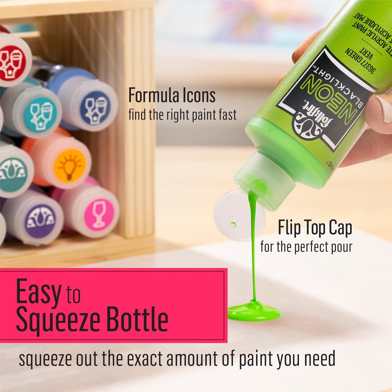 FolkArt Neon Blacklight Acrylic Paint, 2 oz., Red