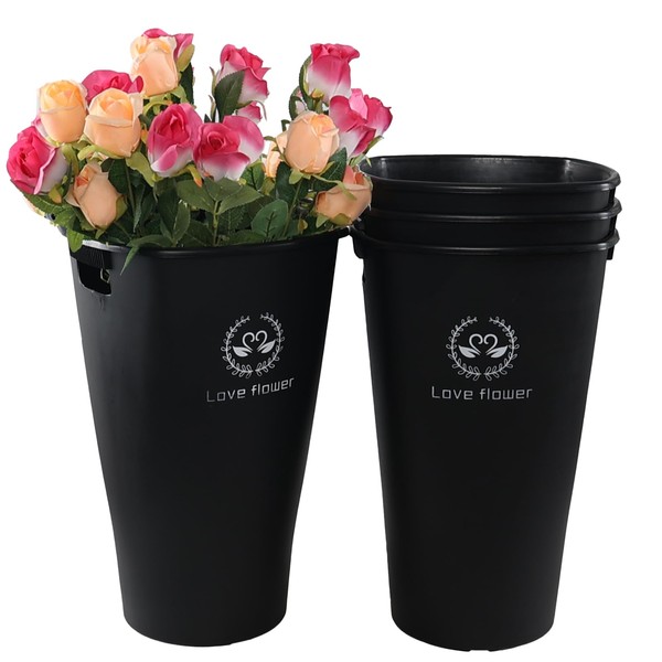 Anbers 20 Inches Wake Up Flower Bucket, 4 Pack Plastic