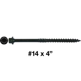 #14 X 4 Heavy Duty Black Timber/Log/Landscaping Wood Screws - Exterior Coated Heavy Duty Screws (50 Count Screw Count - Heavy Duty Black Log Wood Screws)
