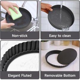 2 Stück Quicheform, 22 cm und 24 cm Tarteform mit Hebeboden,Tarte Form Antihaftbeschichtete Quiche Tortenboden Obstkuchenform Tortenbodenform Obstbodenform Tortenform Torte Tart Pan Tortenpfannen