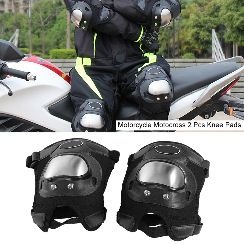 2 Pcs Stainless Steel Motorcycle Motocross ATV Adults Knee Pads