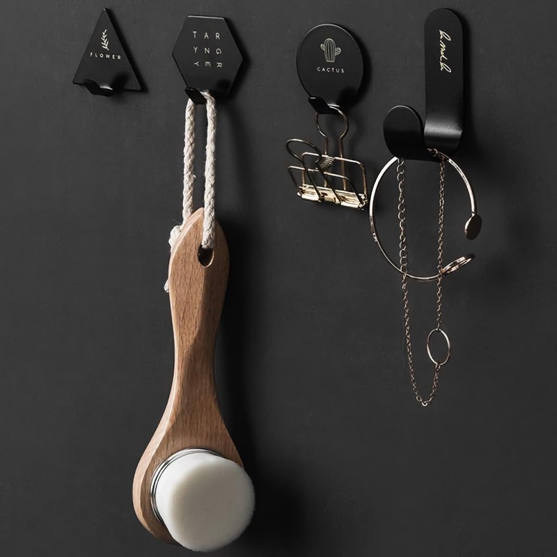 4 Ganchos de Pared Autoadhesivos de Metal, Percheros para Ropa,